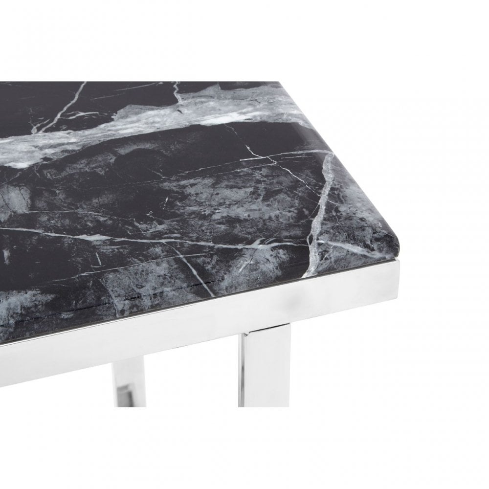 Pantino Console Table with Black Marble Top, Marble, Stainless Steel