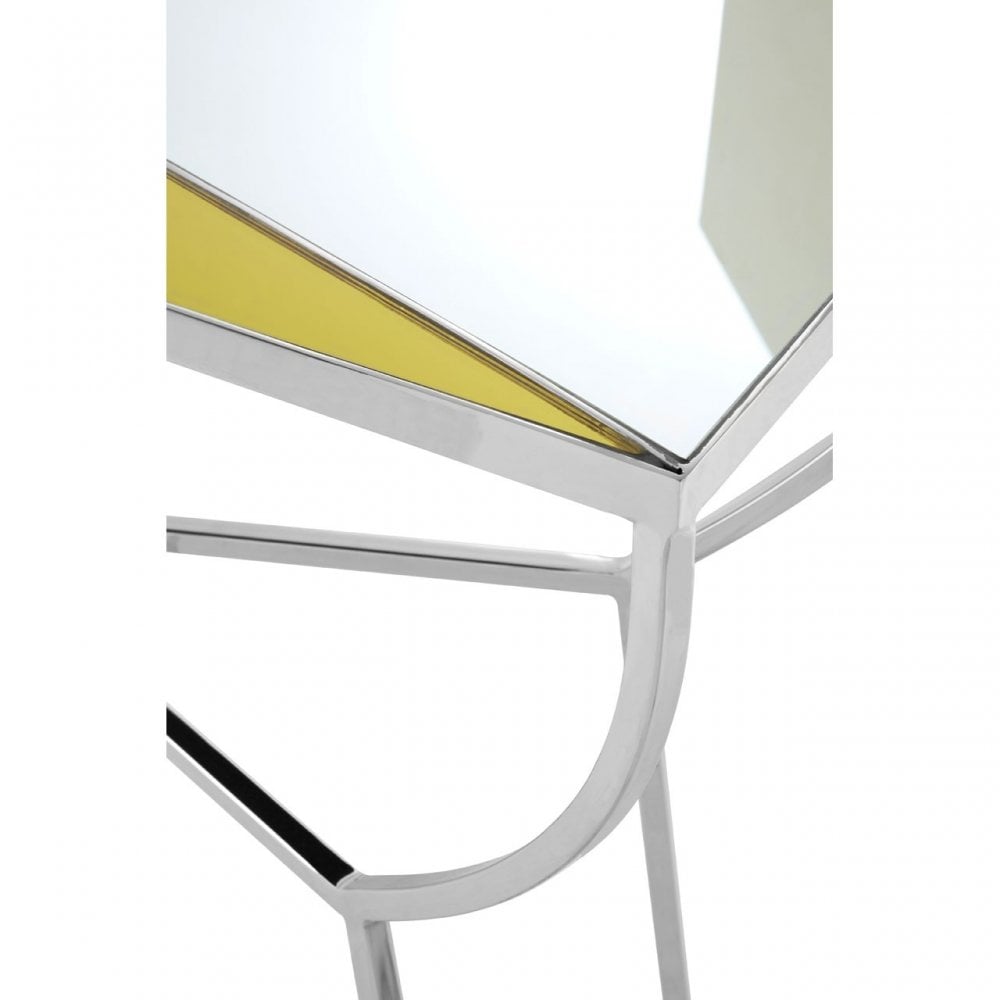 Sudia Console Table, Mirrored Glass, Stainless Steel
