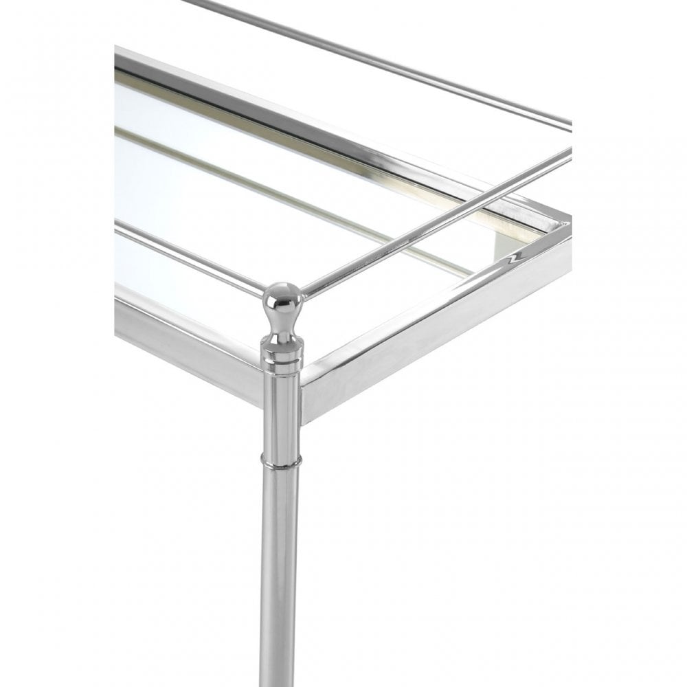 Zach Console Table, Aluminium, Brass, Mirrored Glass, Stainless Steel, Silver