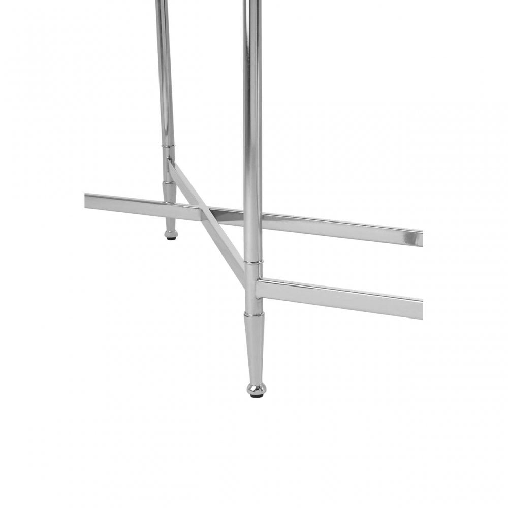 Zach Console Table, Aluminium, Brass, Mirrored Glass, Stainless Steel, Silver