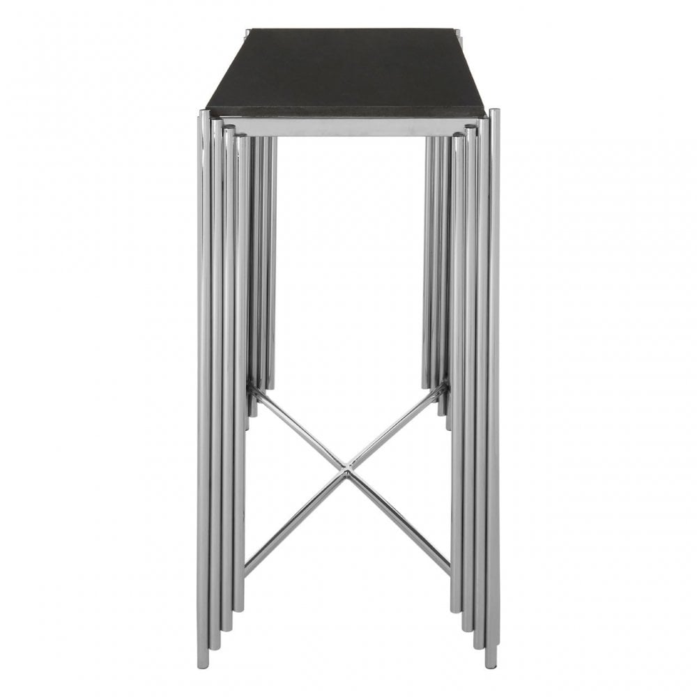 Clarice Console Table, Granite, Stainless Steel, Black