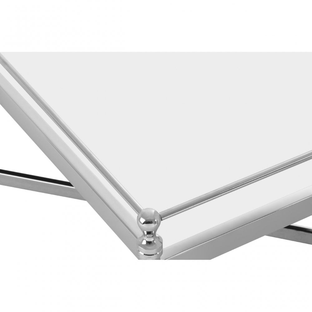 Zach Coffee Table, Aluminium, Brass, Mirrored Glass, Stainless Steel, Silver