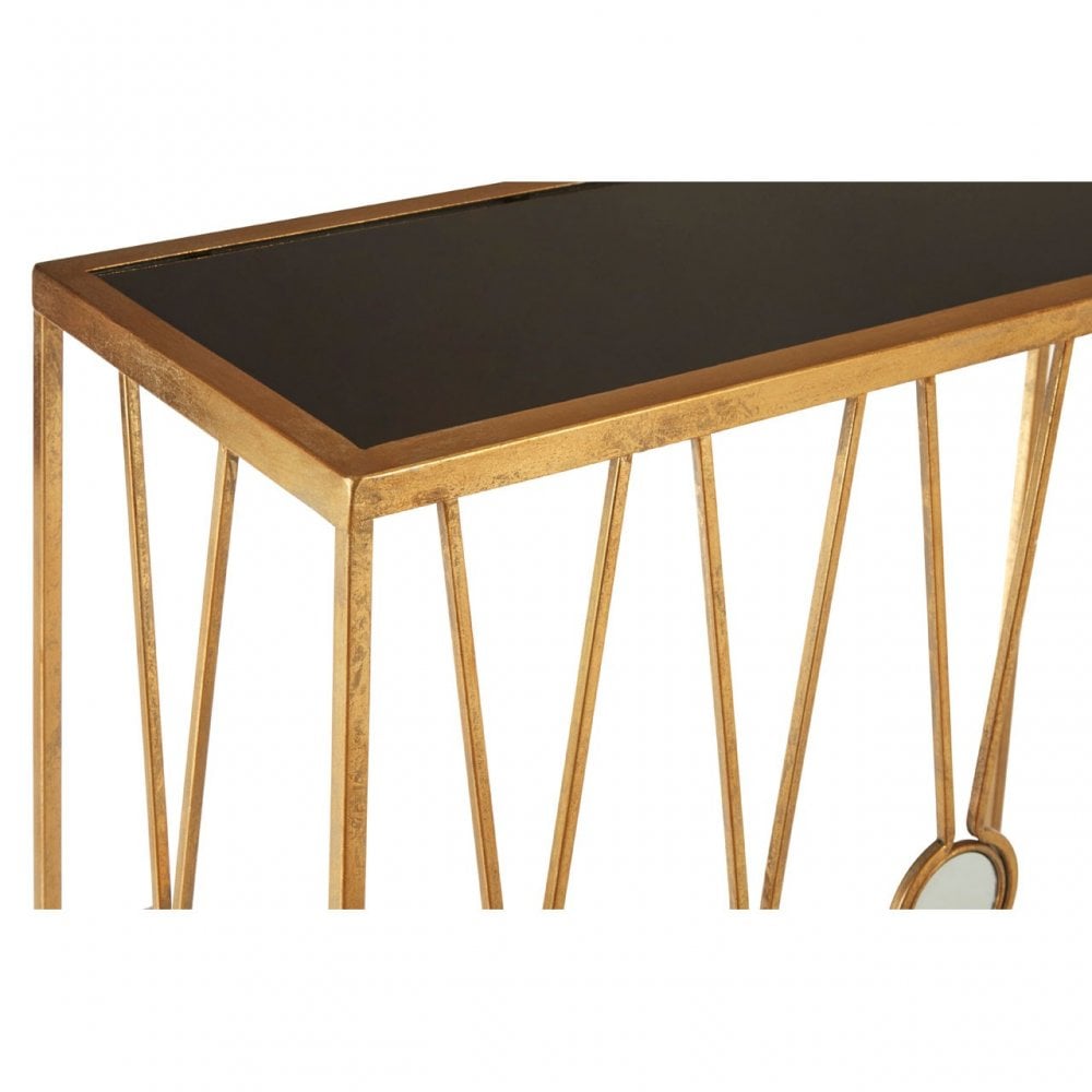 Faiza Set of 2 Rectangular Console Tables, Glass, Black