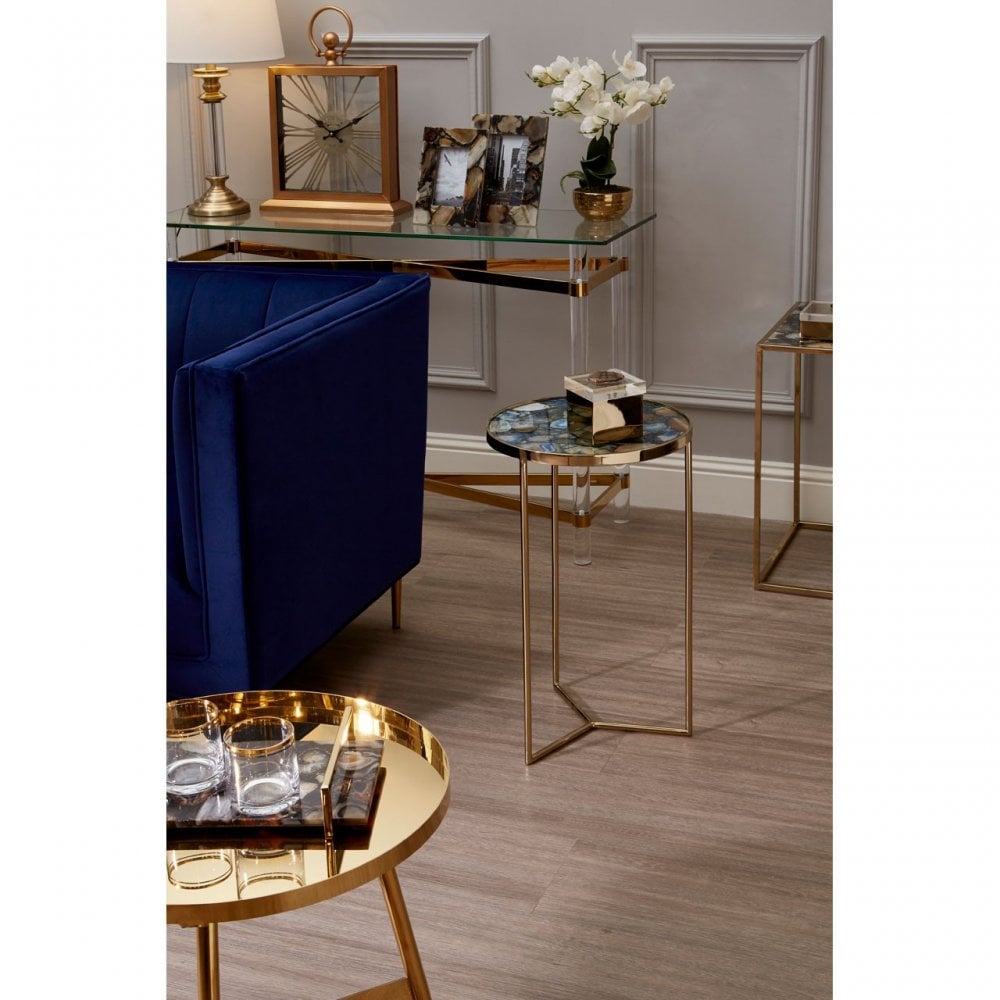 Kirsti Console Table, Steel, Tempered Glass, Clear