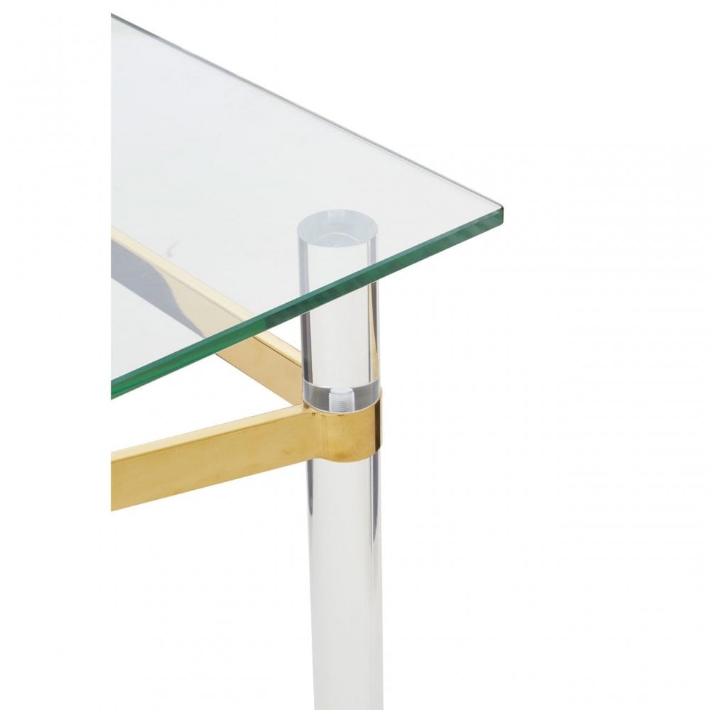 Kirsti Console Table, Steel, Tempered Glass, Clear