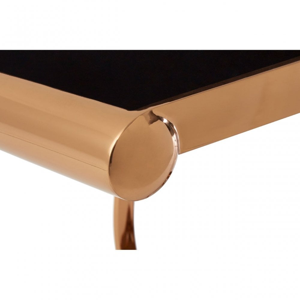 Novara Rose Gold Console Table, Stainless Steel, Glass, Rose Gold