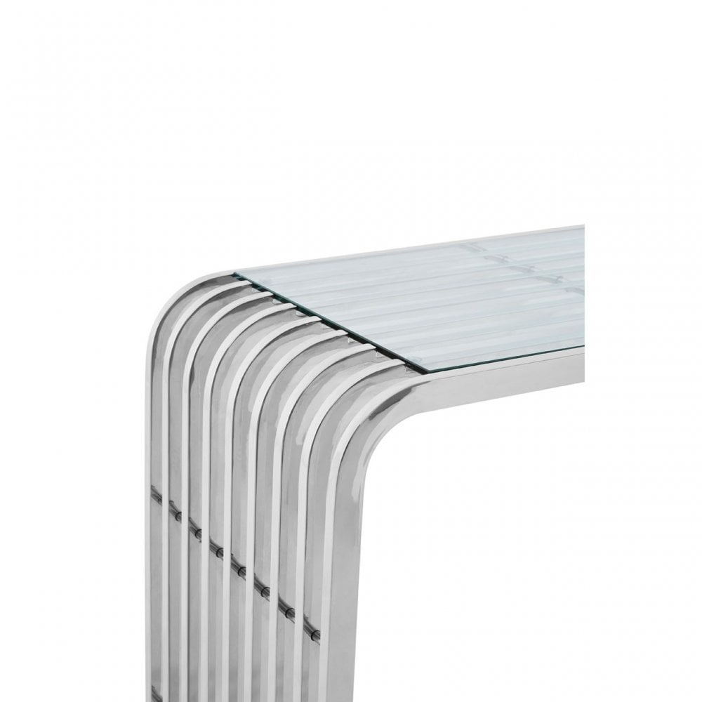 Chiqui Console Table, Stainless Steel, Glass, Silver