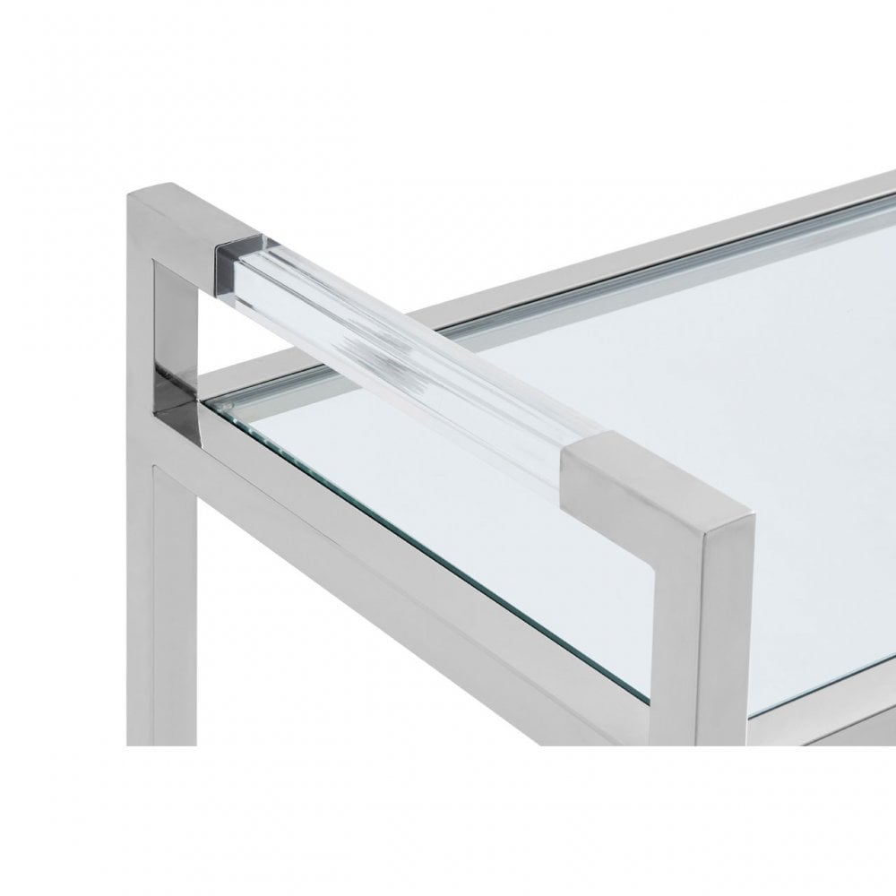 Chiqui Console Table, Stainless Steel, Glass, Silver