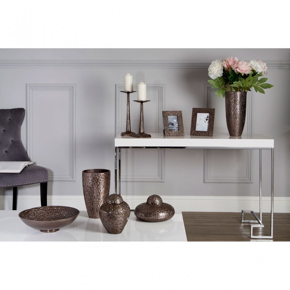 Enrich Chrome / Rectangular Console Table, Wood, White