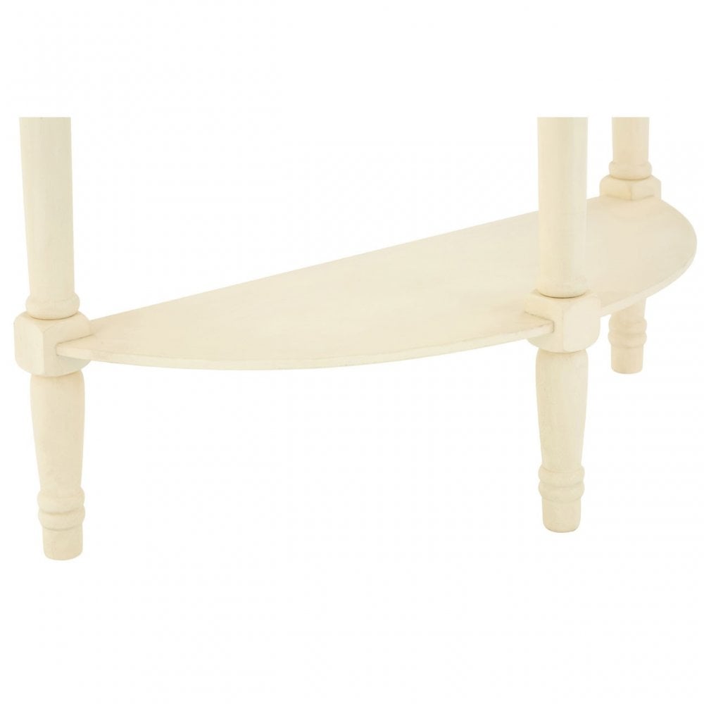 Heritage Antique White Rounded Console Table, Wood, Pine Wood, White