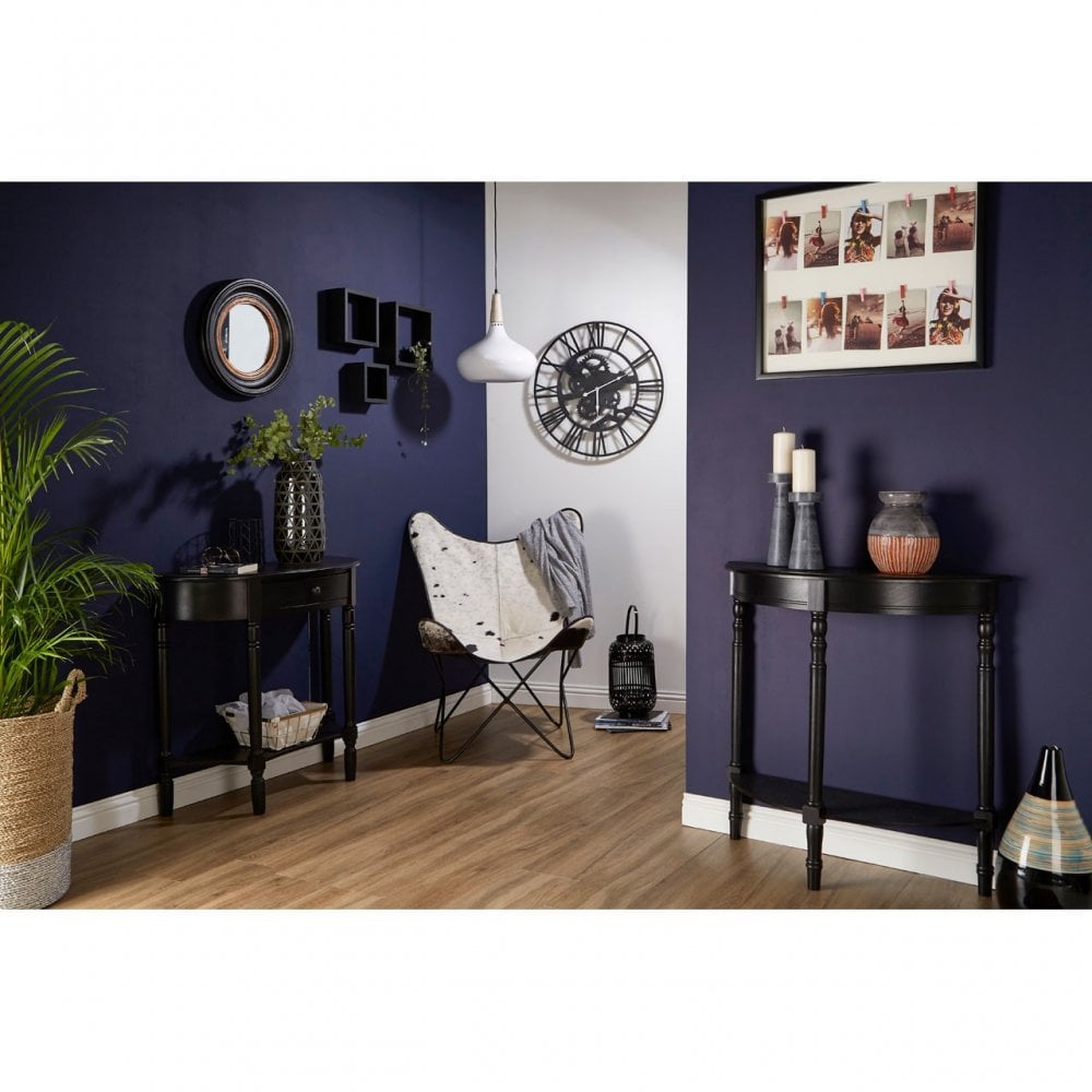 Legacy Black 1 Drawer Console Table, Curved