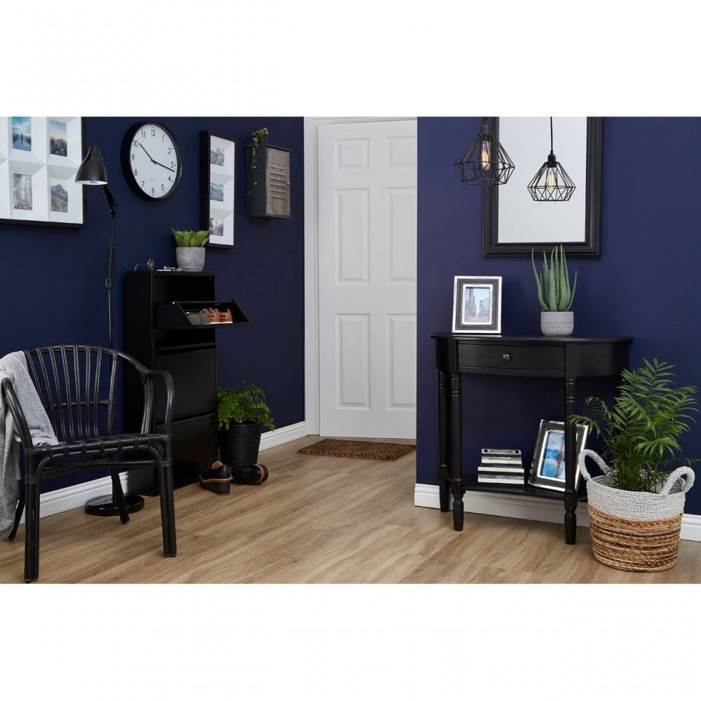 Legacy Black 1 Drawer Console Table, Curved