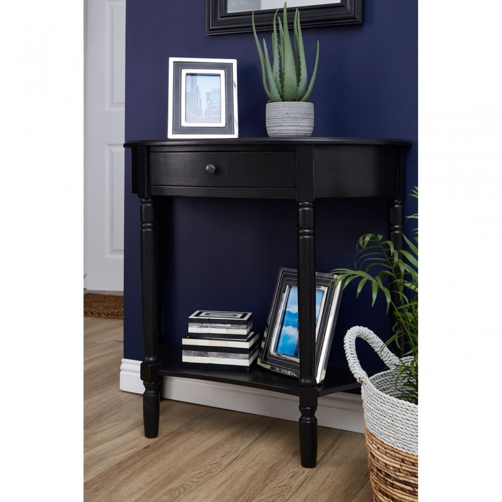 Legacy Black 1 Drawer Console Table, Curved
