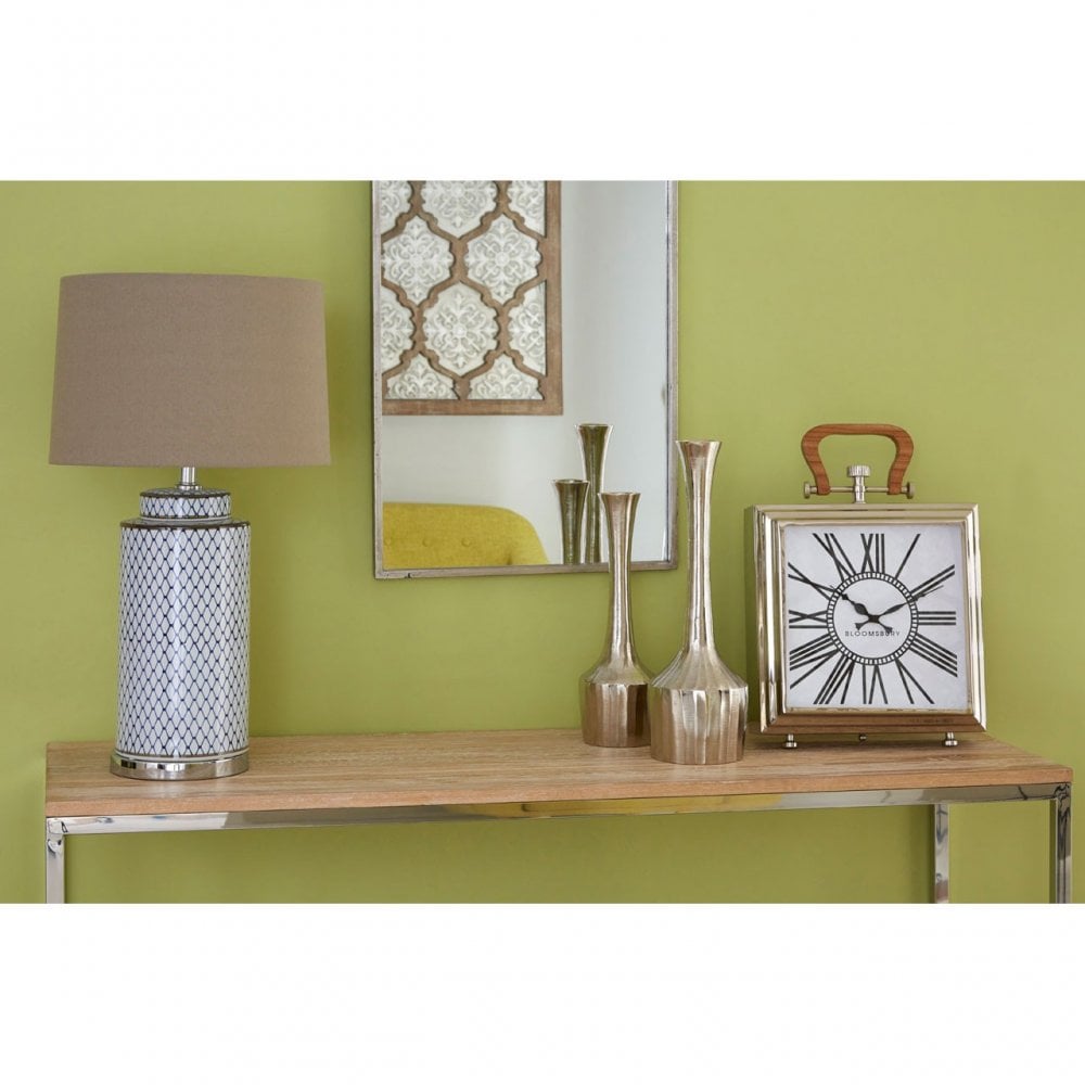Townhouse Console Table, Oak Wood, Stainless Steel, Natural