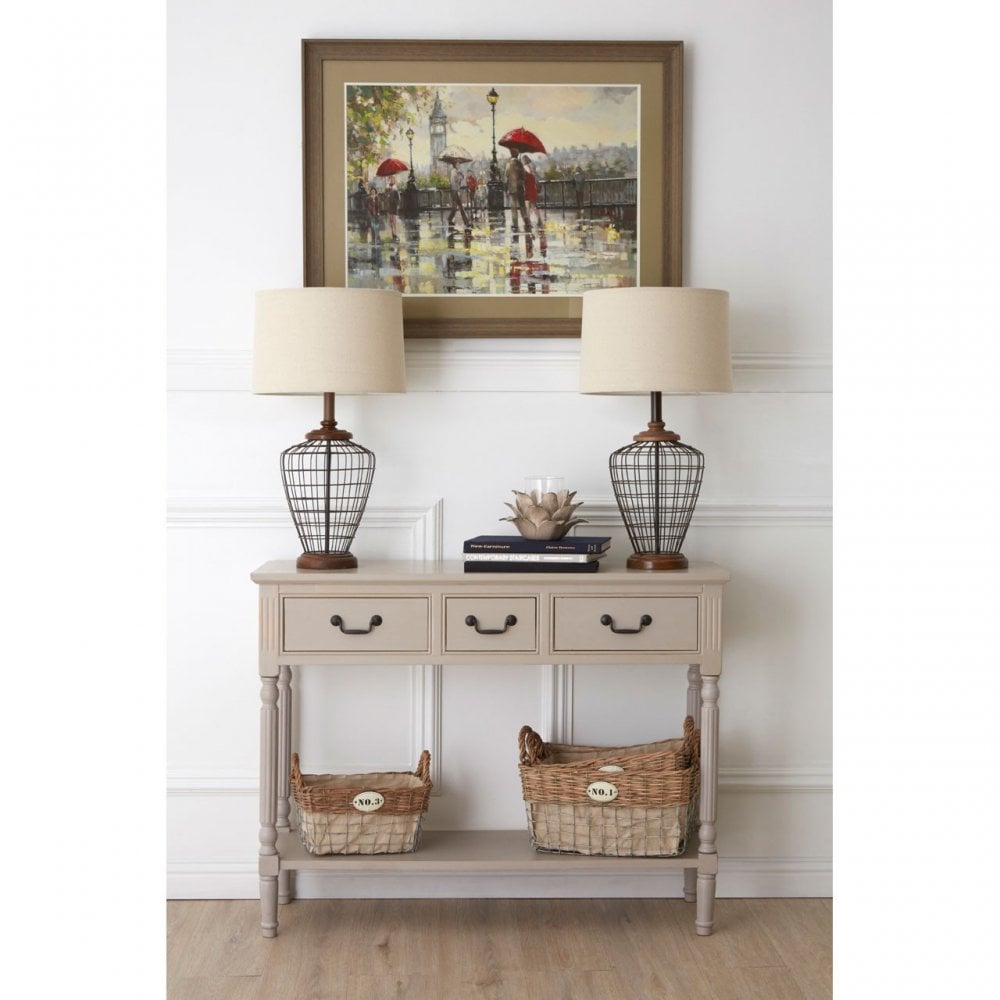 Legacy 3 Drawer Console Table, Wood, Grey