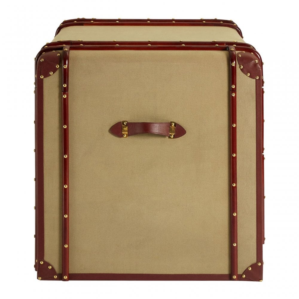 Columbus Leather Trim Canvas Desk, Canvas, Mango Wood, Gold