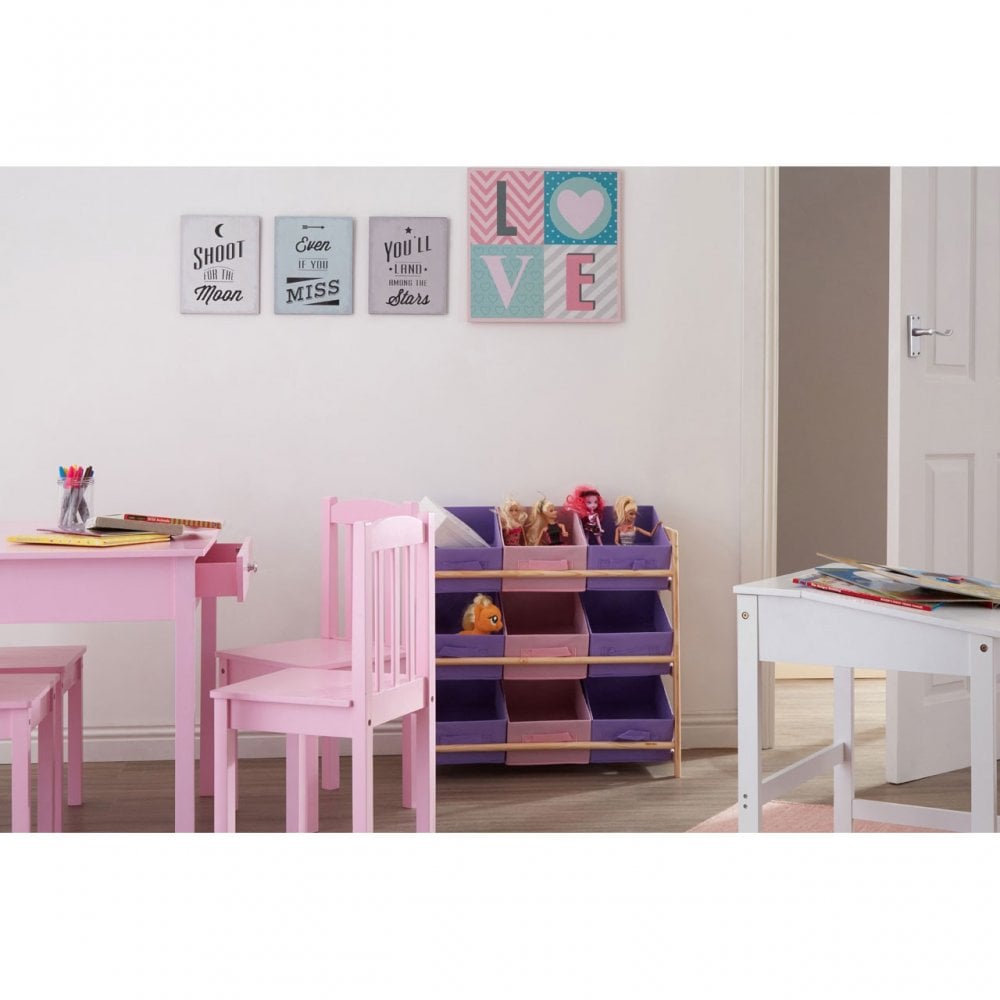 Childrens Wooden Pink Table and Chair Set - 4 Chairs & 1 Table
