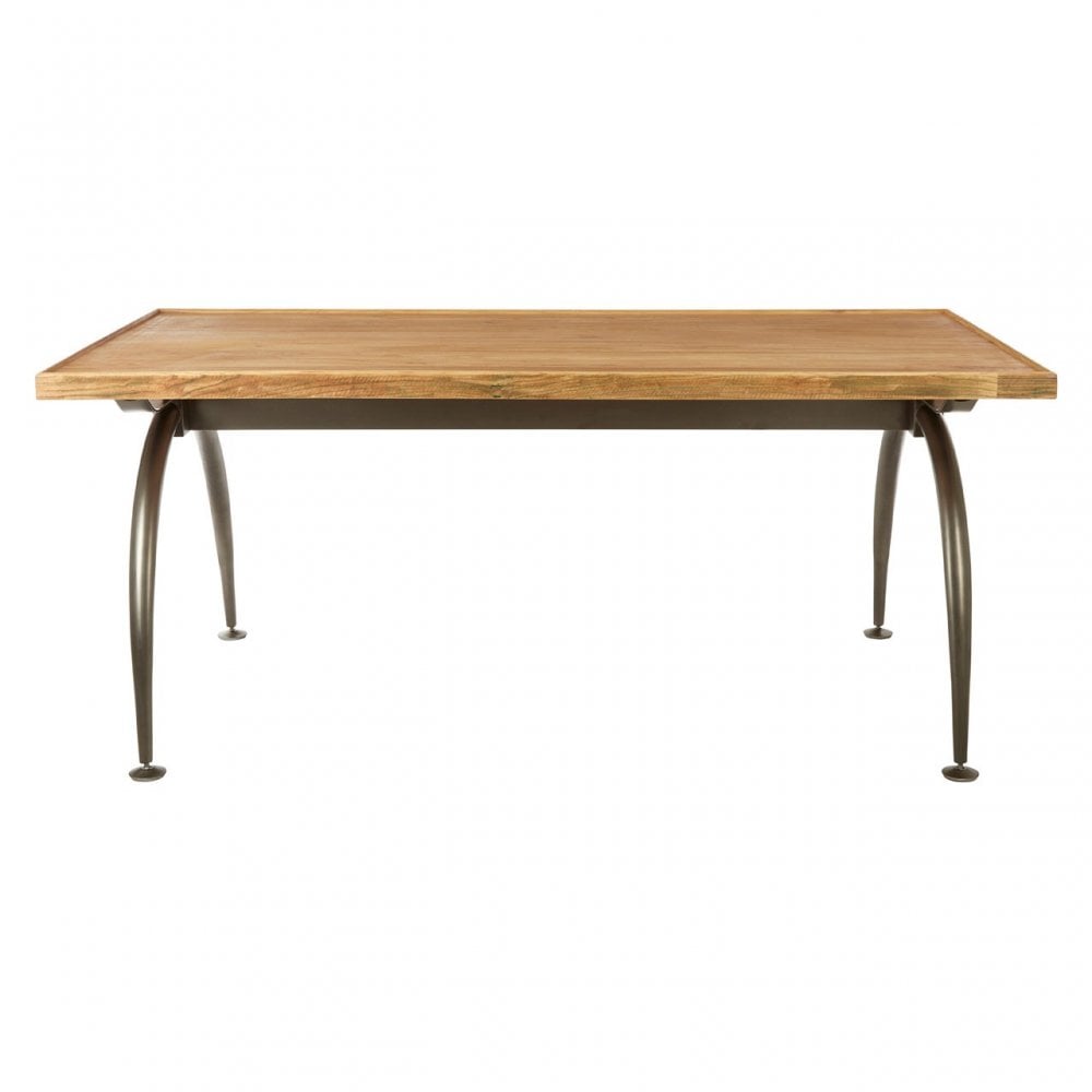 Ranch Foundry Style Dining Table with Elm Wood Top, Elm Wood, Iron, Natural