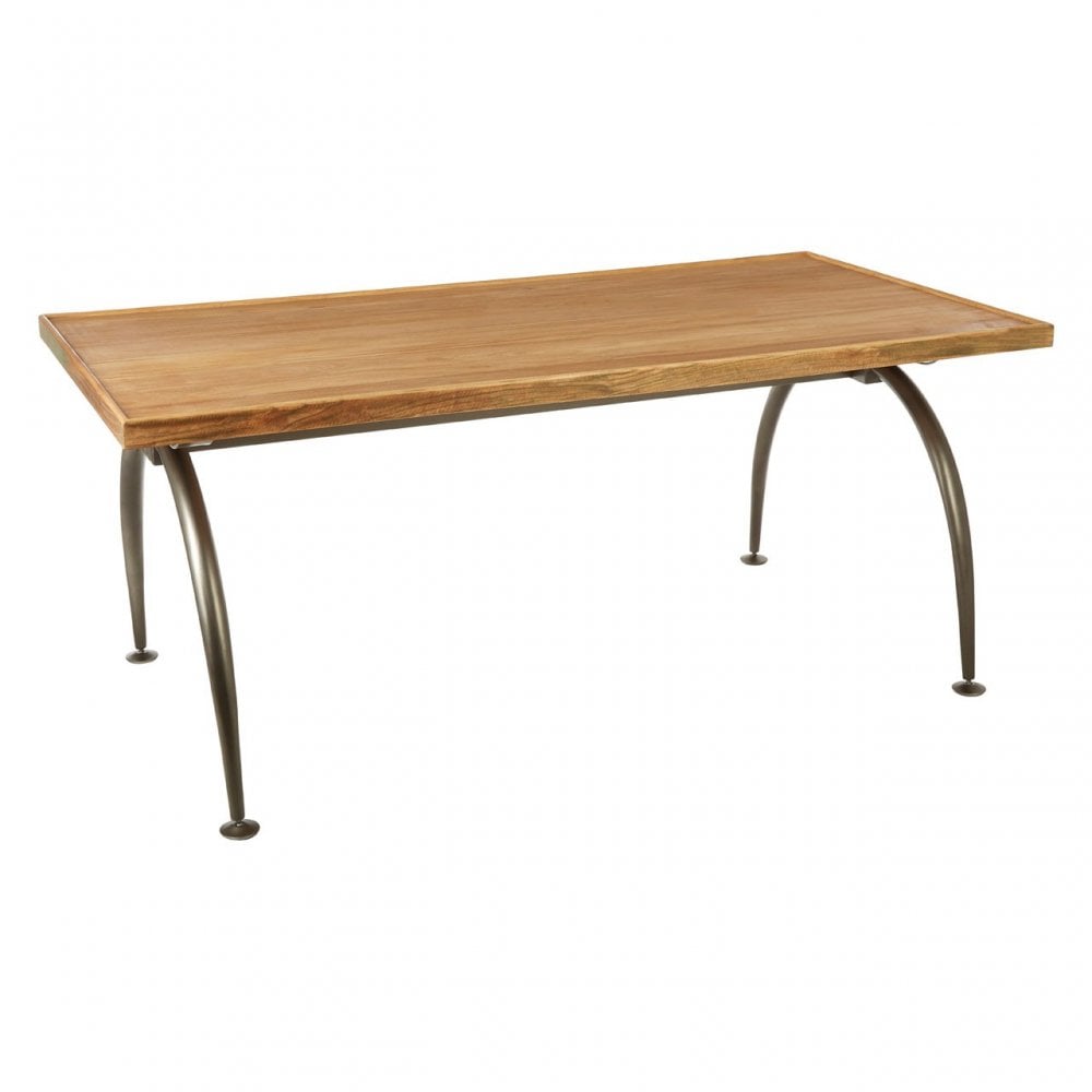 Ranch Foundry Style Dining Table with Elm Wood Top, Elm Wood, Iron, Natural
