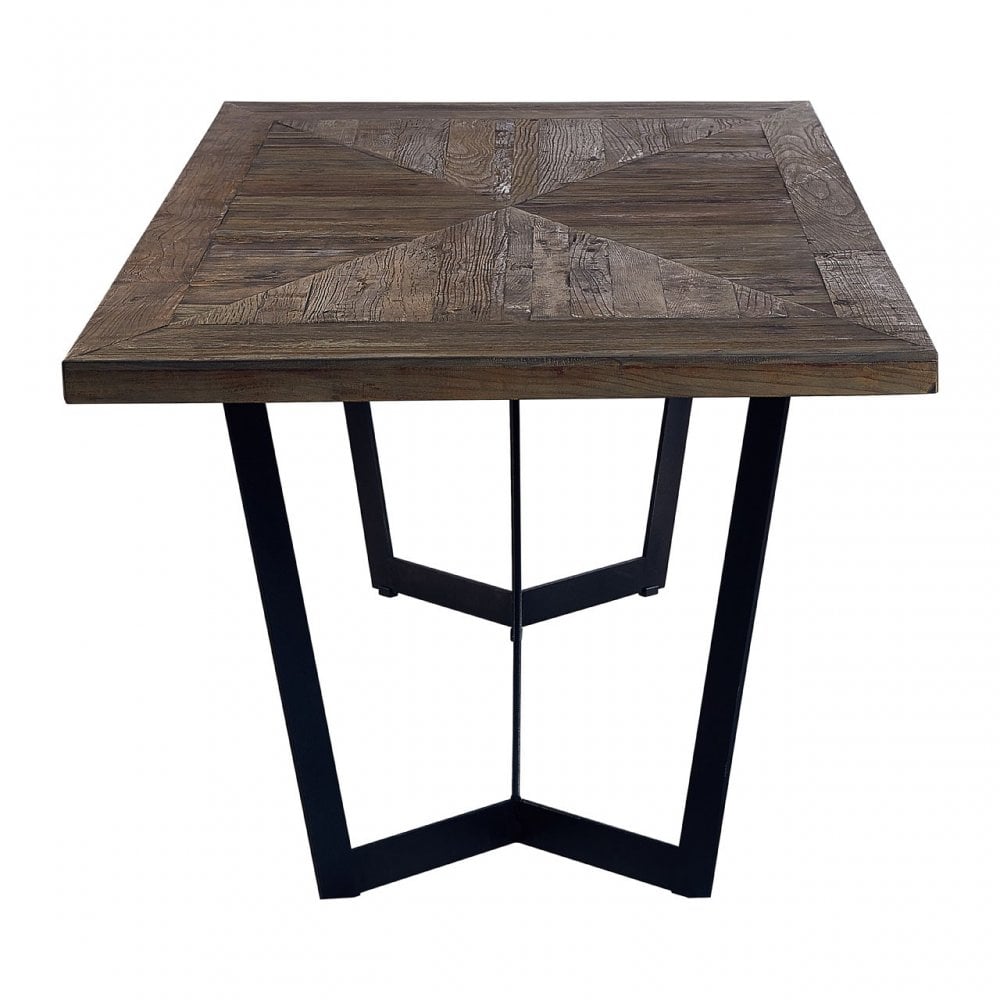 Midas Dining Table, Elm Wood, Iron, Brown