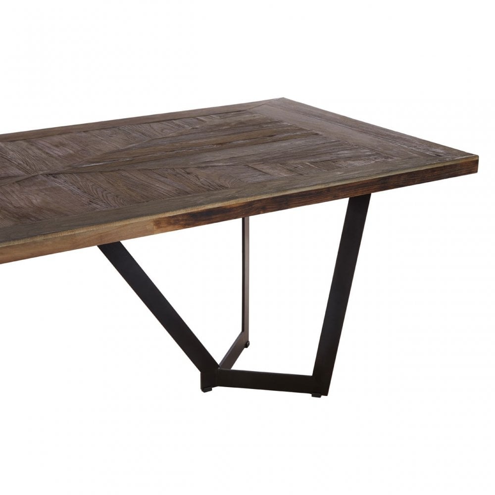 Midas Dining Table, Elm Wood, Iron, Brown