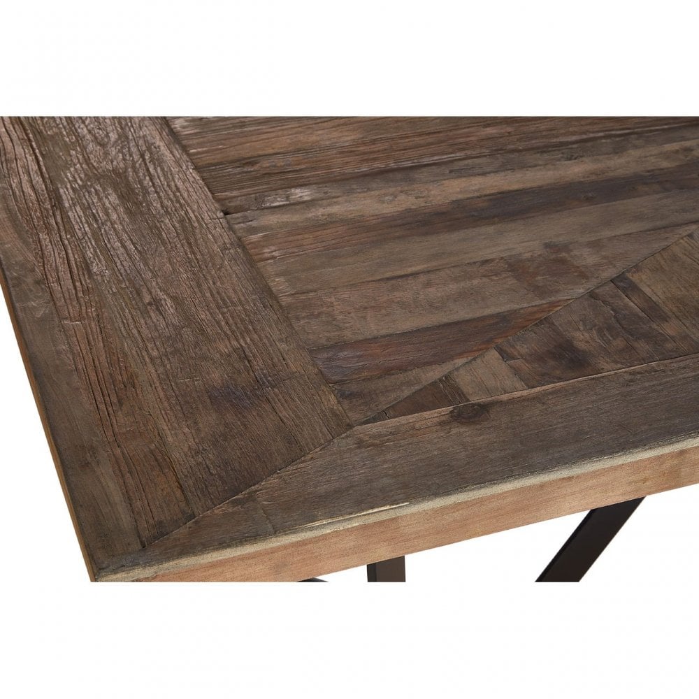 Midas Dining Table, Elm Wood, Iron, Brown