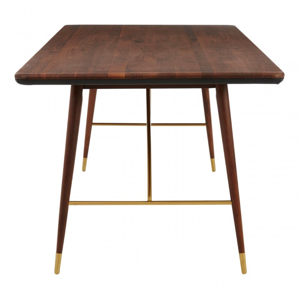 Kenso Walnut Wood / Brass Finish Dining Table, Brass, Walnut Wood, Brown