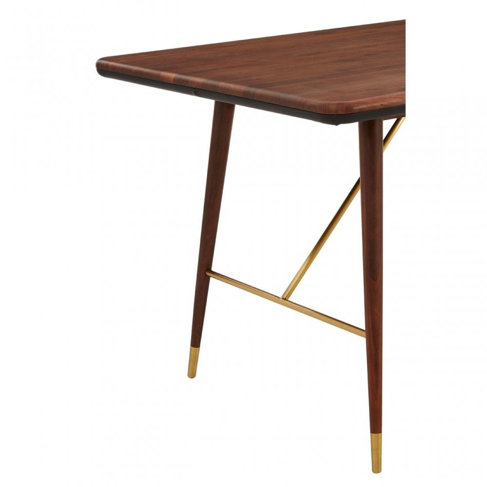 Kenso Walnut Wood / Brass Finish Dining Table, Brass, Walnut Wood, Brown
