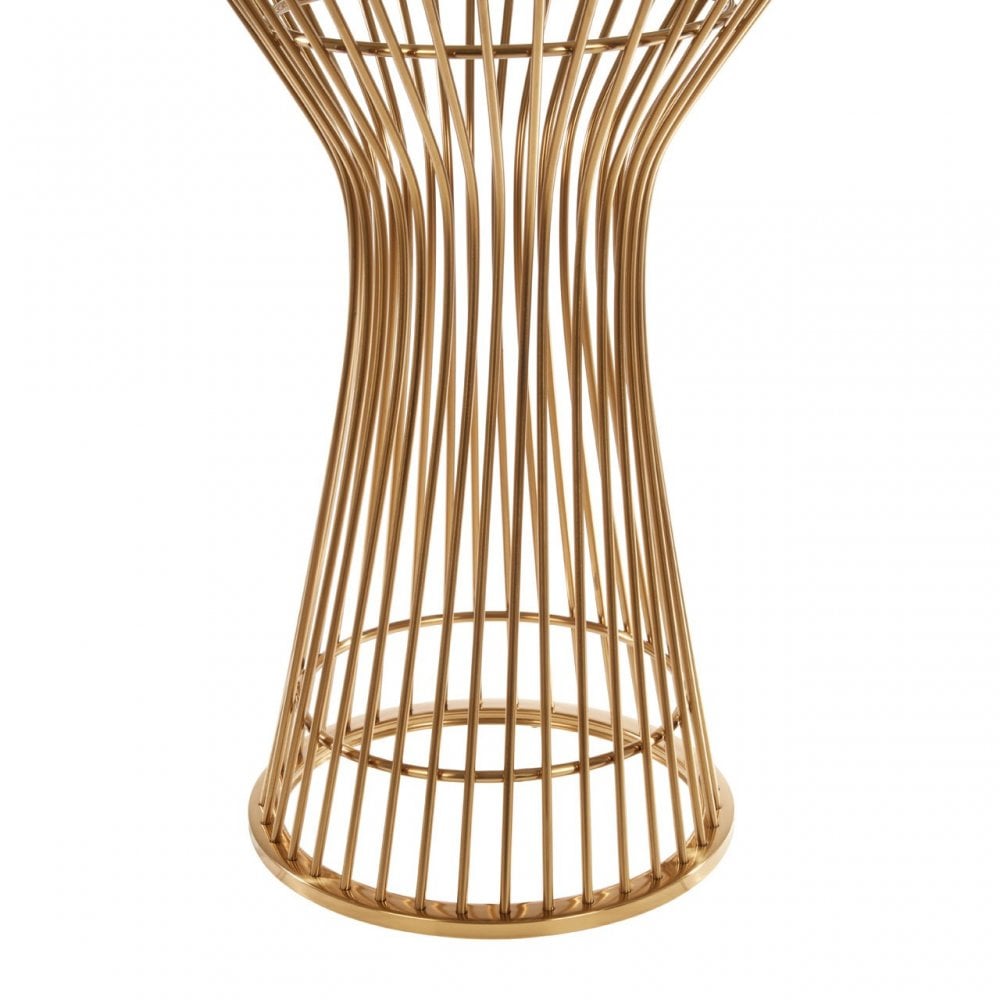 Chiqui Round Dining Table, Tempered Glass, Gold