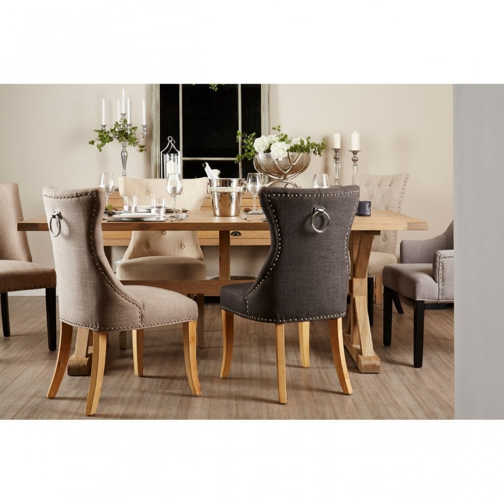 Brisbane Aged Grey Dining Table, Oak Wood, Brown