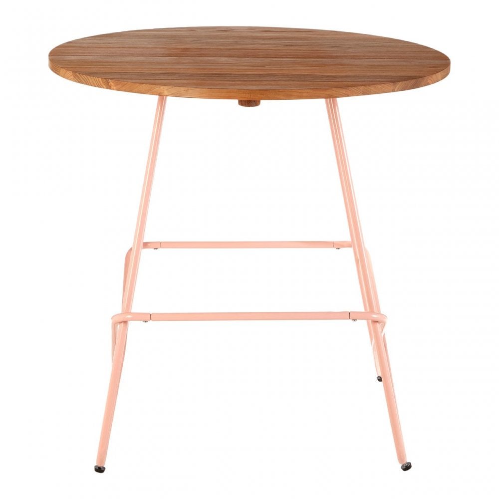 Brock Pink Metal & Elm Wood Round Table, Elm Wood, Pink