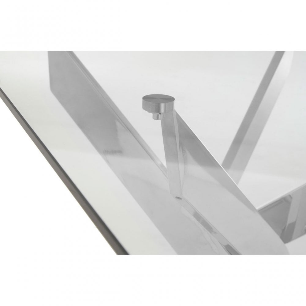 Enrich Rectangular Chrome Dining Table, Tempered Glass, Silver
