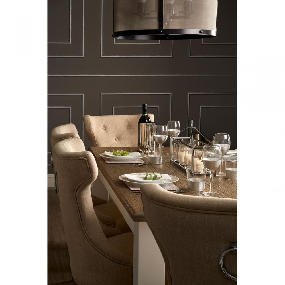 Townhouse Oak Top / White Dining Table, Oak Wood, Birchwood, White