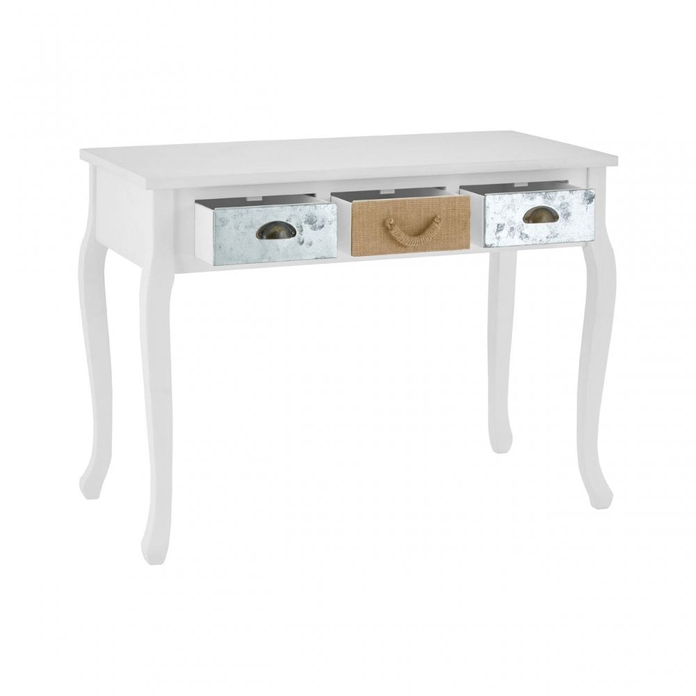 Weymouth Console Table, Hemp Rope, Pine Wood, White