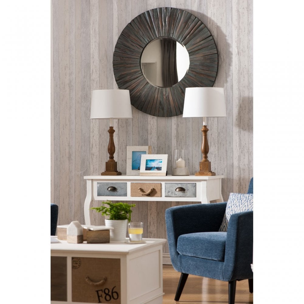 Weymouth Console Table, Hemp Rope, Pine Wood, White