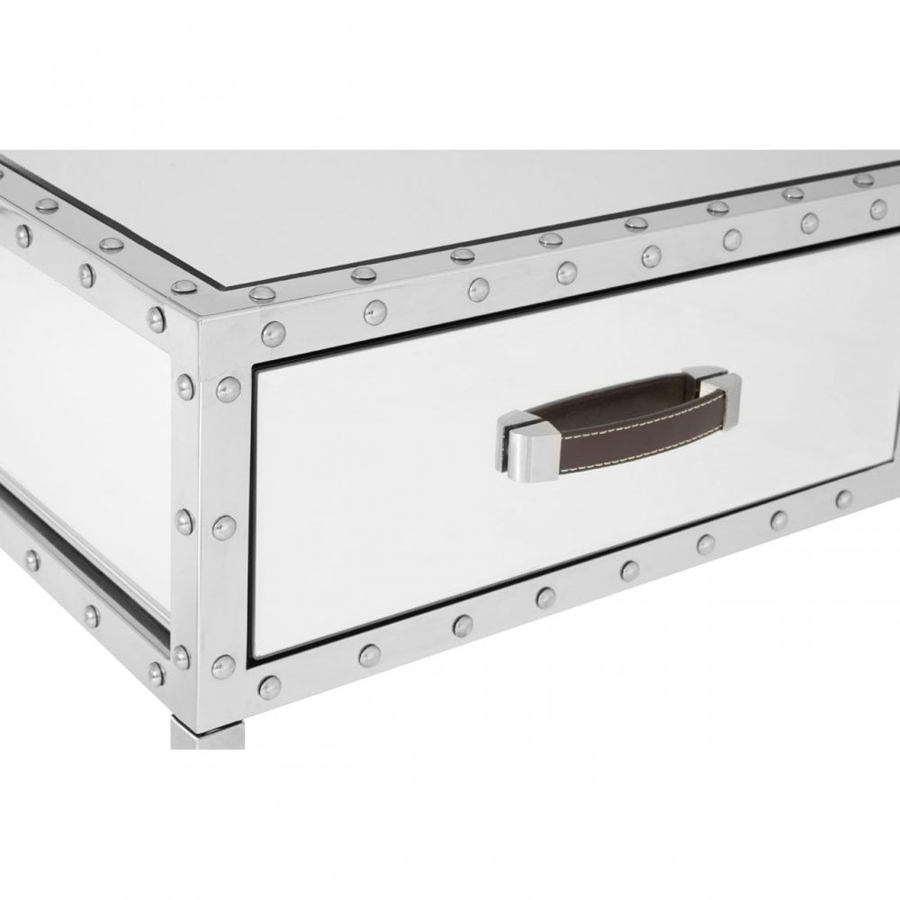Rivet Console Table, Mirrored Glass, Stainless Steel