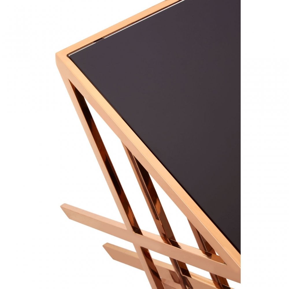 Pantino Rose Gold Nesting Tables, Stainless Steel, Glass, Rose Gold