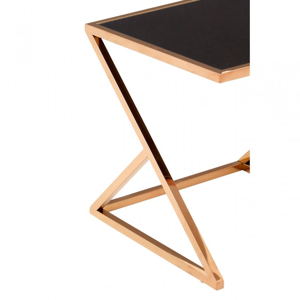 Pantino Nest of 3 Tables with Rose Gold Frames, Stainless Steel, Glass, Rose Gold