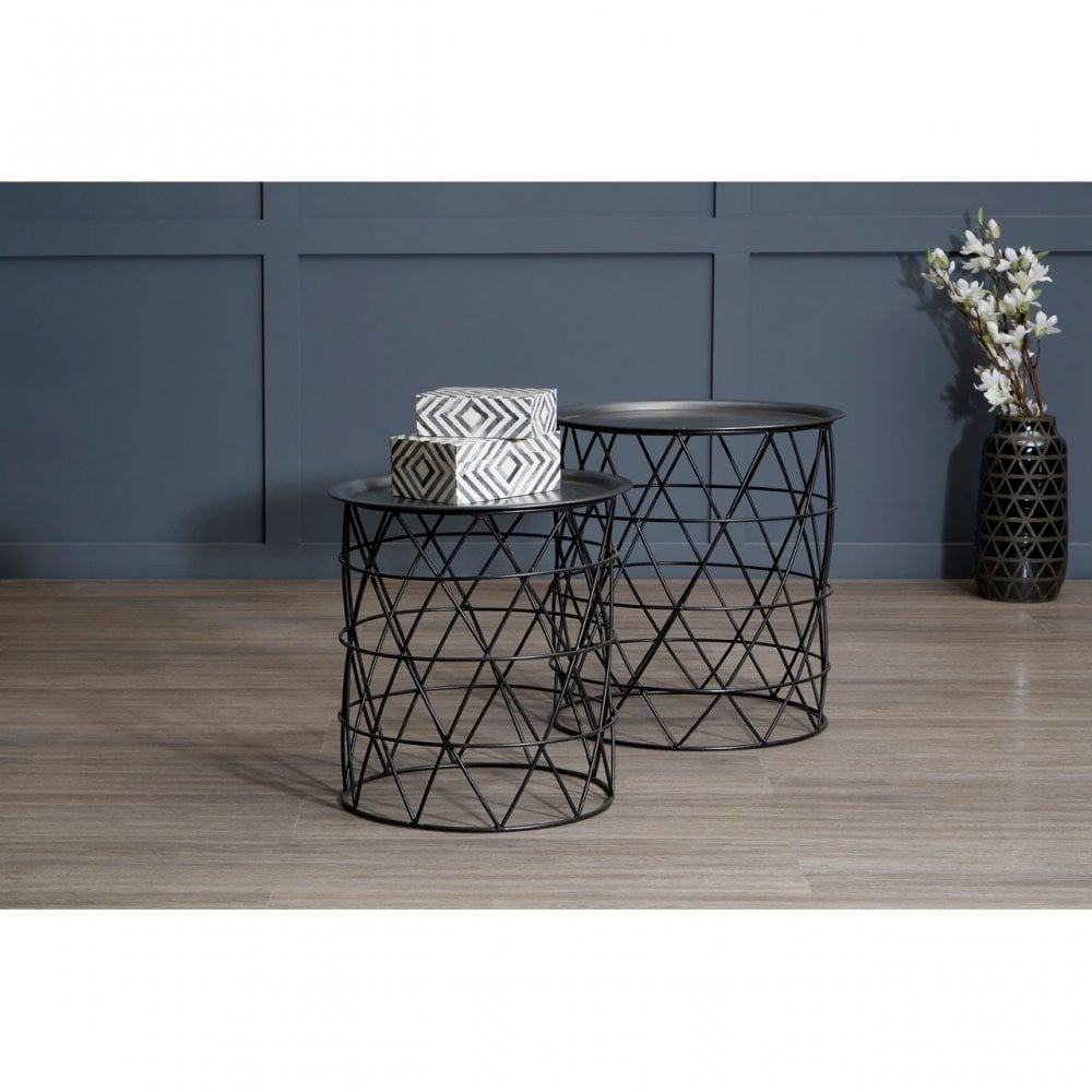 Hamish Zinc / Black Iron Tables Set of 2, Iron, Black