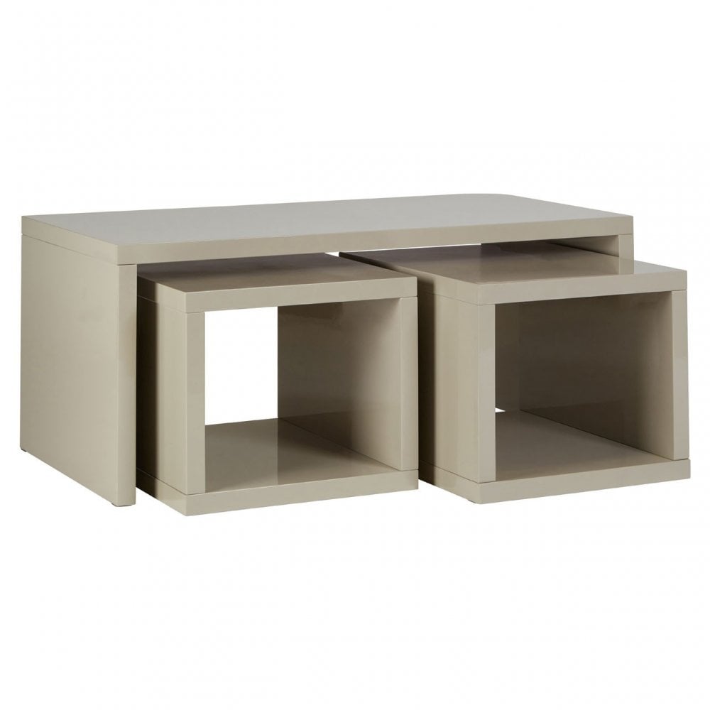 Madrid Coffee Table with 2 Under Tables, Wood, Grey