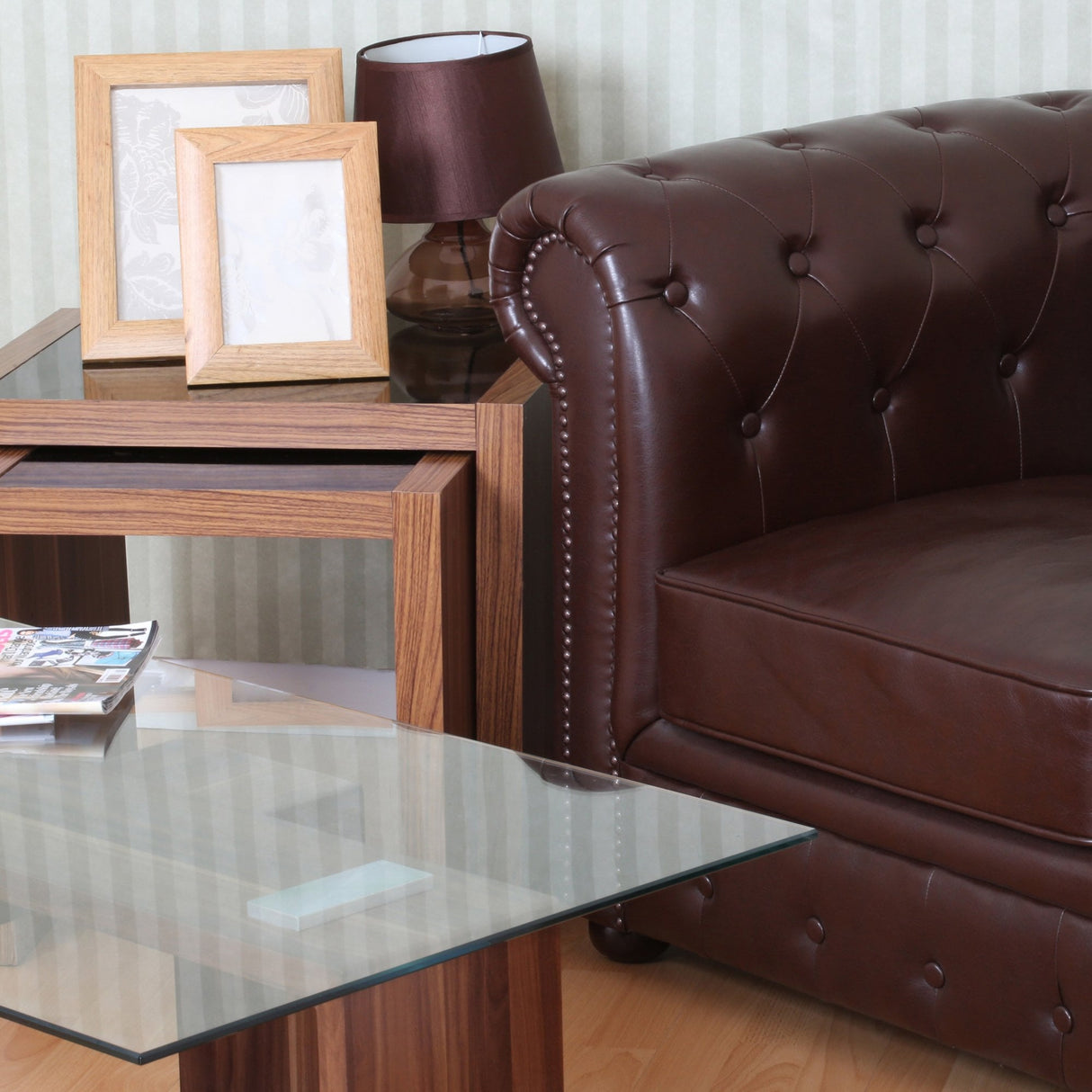 Fargo Nest of 3 Tables, Wood, Brown