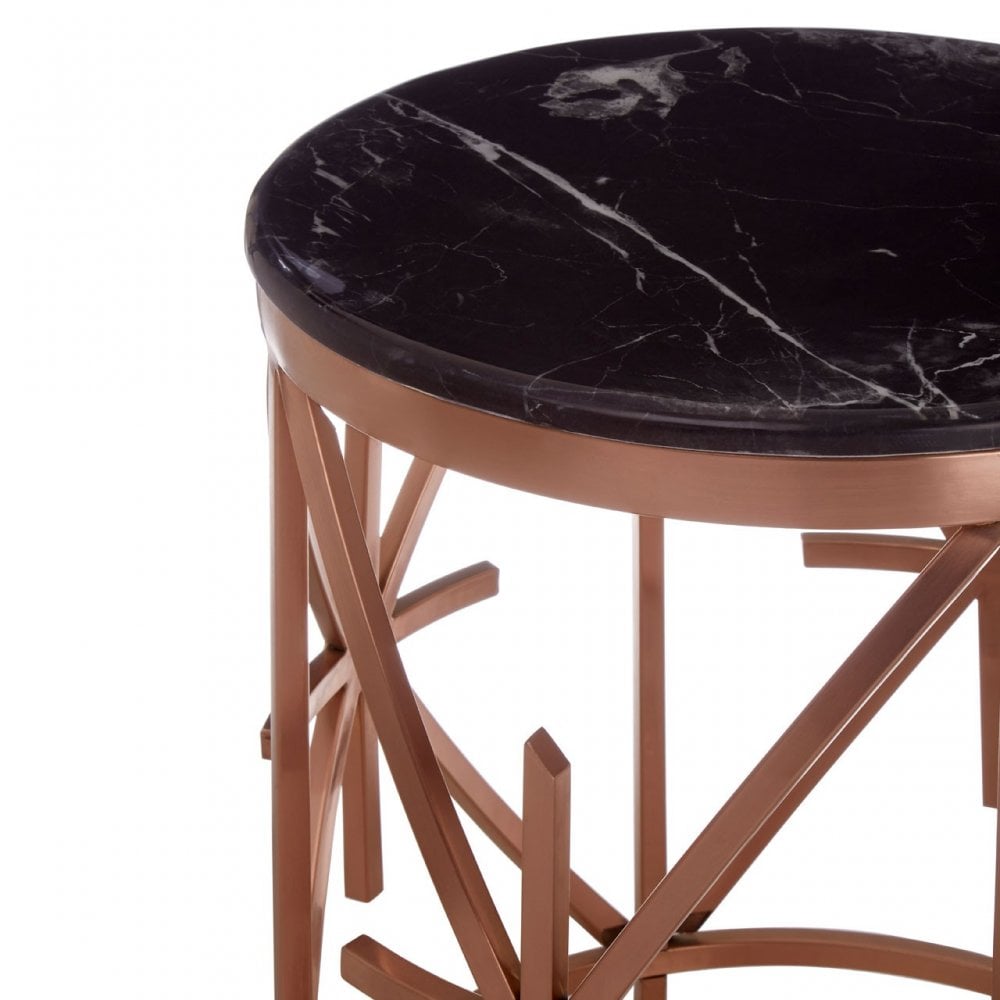 Camperian Black Marble / Rose Gold Side Table, Gold