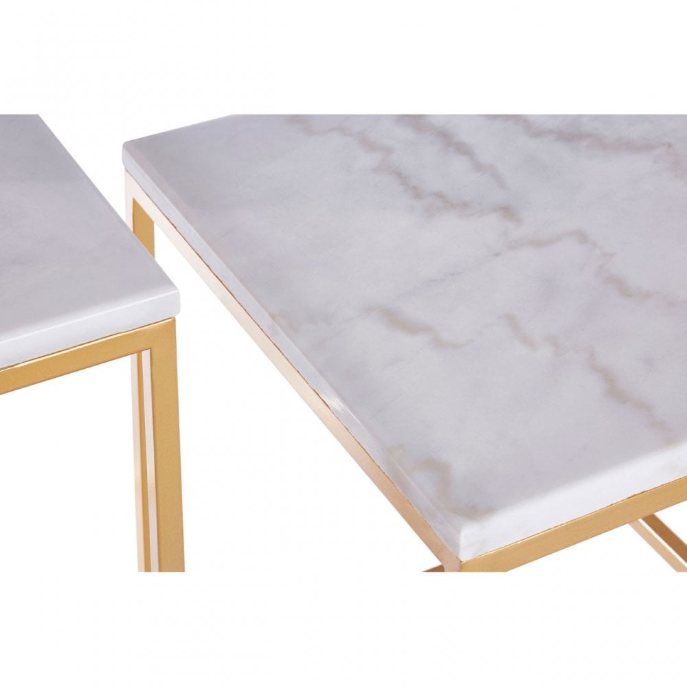 Anvil Set of 2 Square Cuboid Side Tables, White