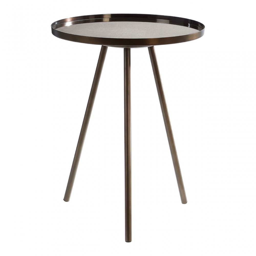 Corra Black Iron Finish Side Table, Glass, Iron, Black