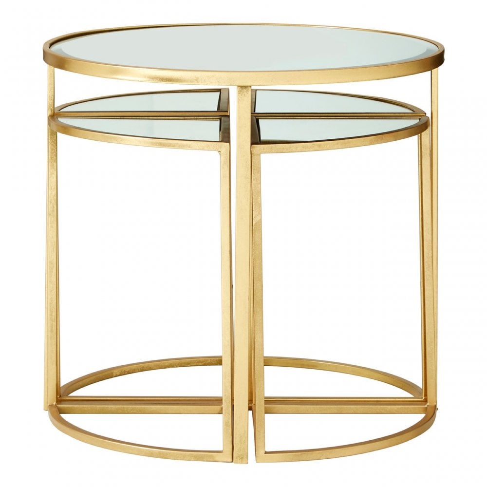 Farran Set of 5 Tables, Glass, Iron, Champagne