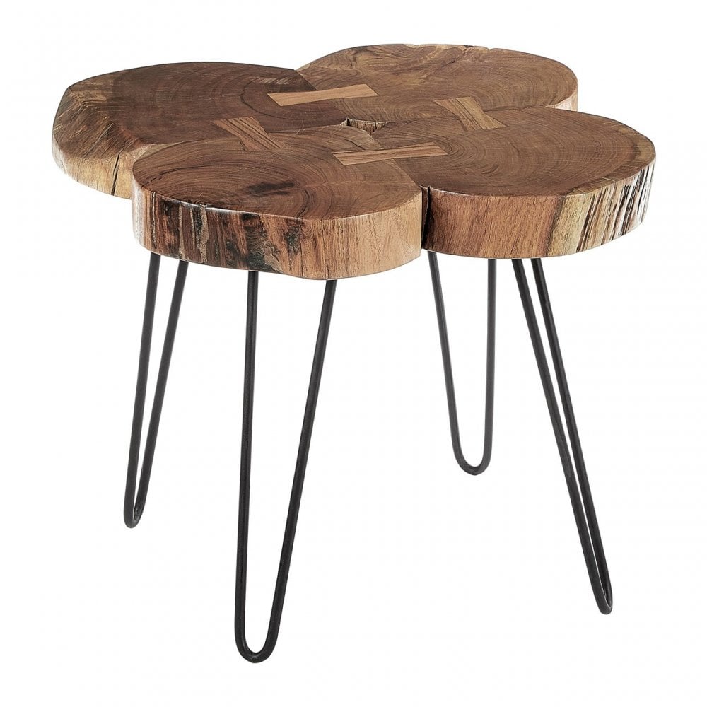 Nandri Side Table, Acacia Wood, Iron, Brown