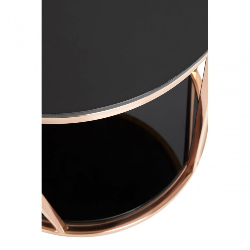 Camperian Rose Gold Side Table, Stainless Steel, Glass, Rose Gold