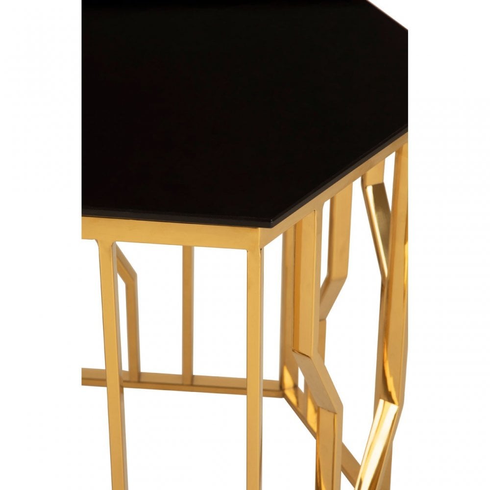 Camperian Black Glass Side Table, Stainless Steel, Glass, Gold