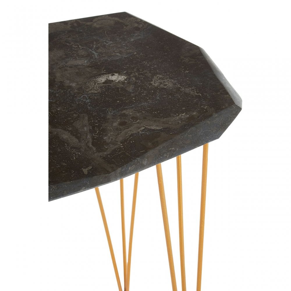 Artefacto Small / Black Marble Top Side Table, Iron, Marble, Black