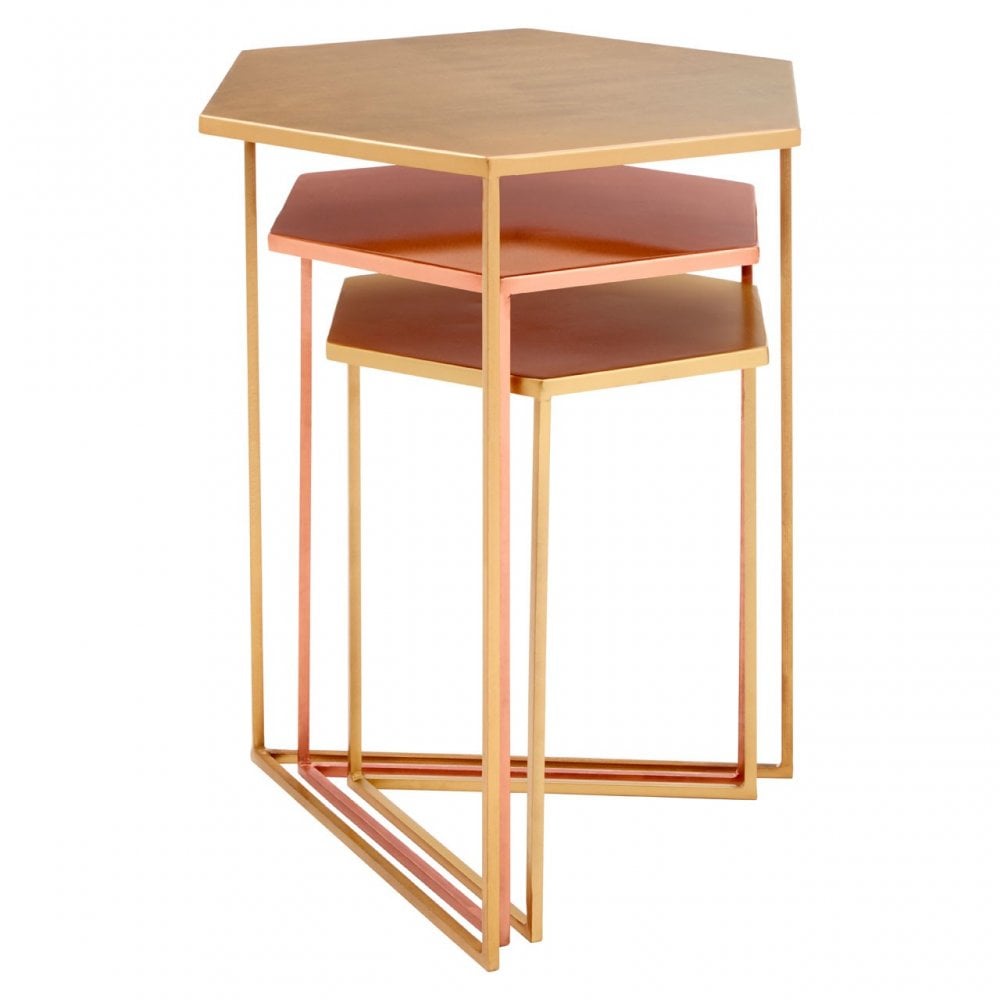 Hamish Set of 3 Bronze Finish Tables, Iron